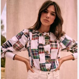 Sezane Bruna Patchwork Shirt - Size 6